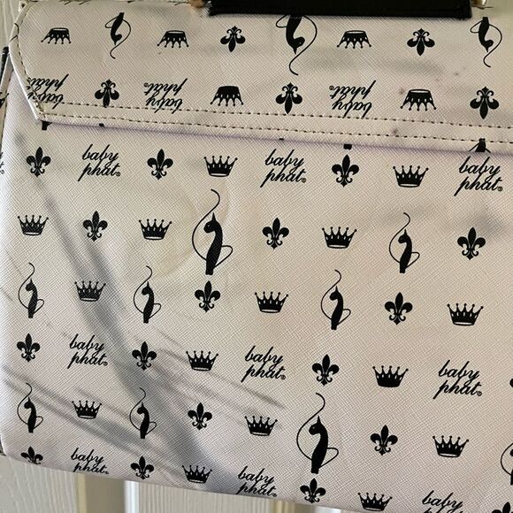 Baby Phat black and white logo satchel/shoulder bag with gold tone accent. - Picture 10 of 11